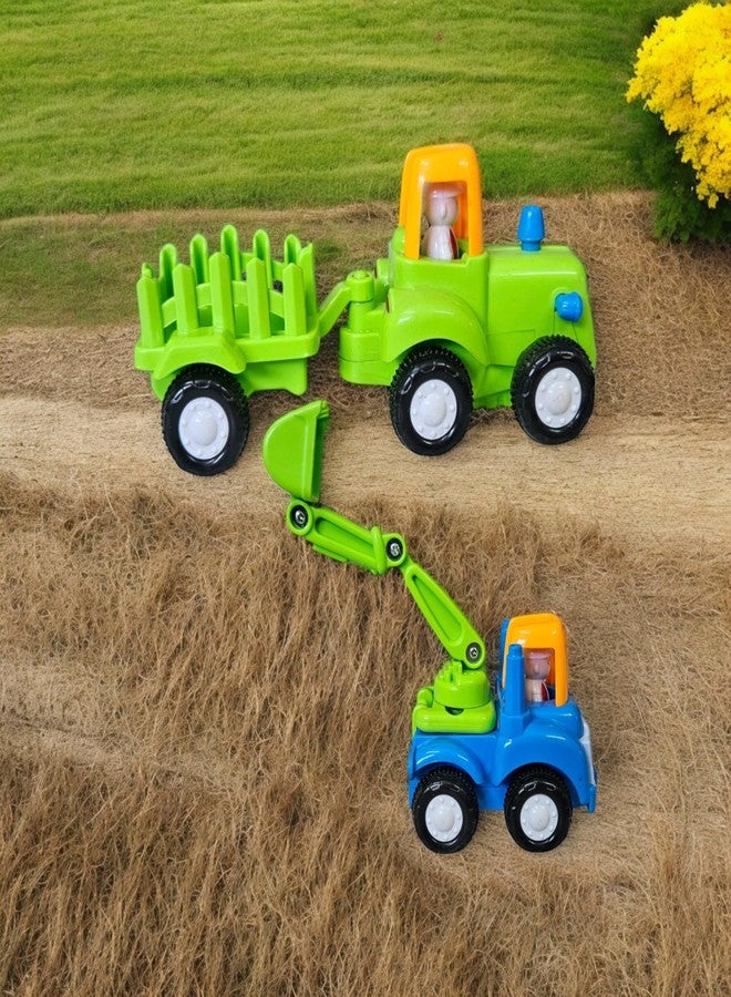 Stylbase Friction Powered Pull Back Vehicles for Kids Toys | Unbreakable Bulldozer Tractor and Trolley Toys for Kids | Push and Go Toy Set for Boys & Girls 3+ Years (Pack of 3) - Image 2